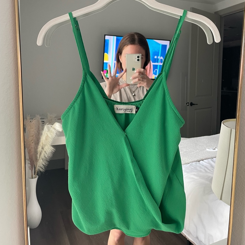 Green V Neck Tank